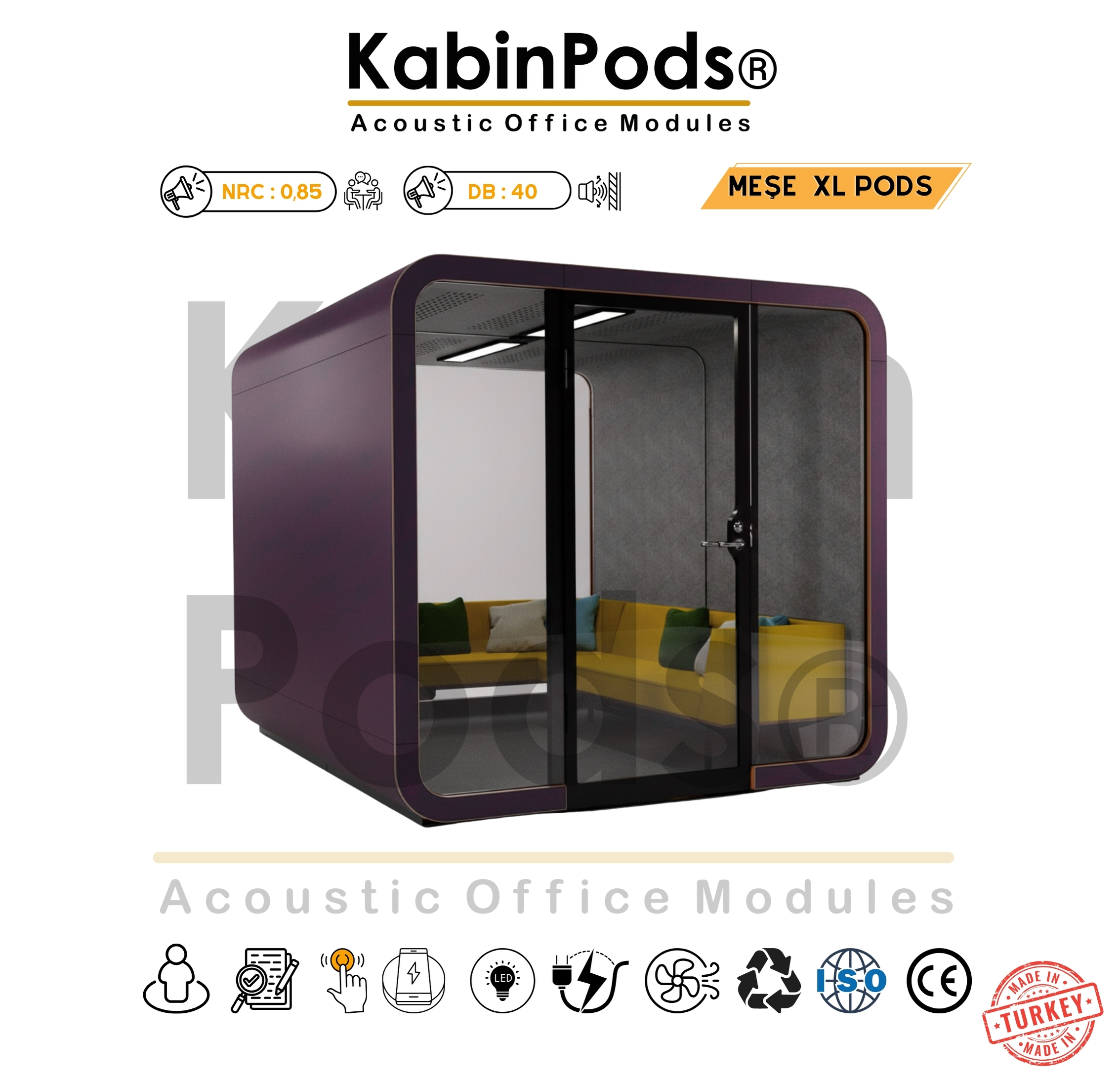 Çalışma Kabini WorkPod WP-187 - Ses Yalıtımlı 4-6-8 Kişilik Kabin
